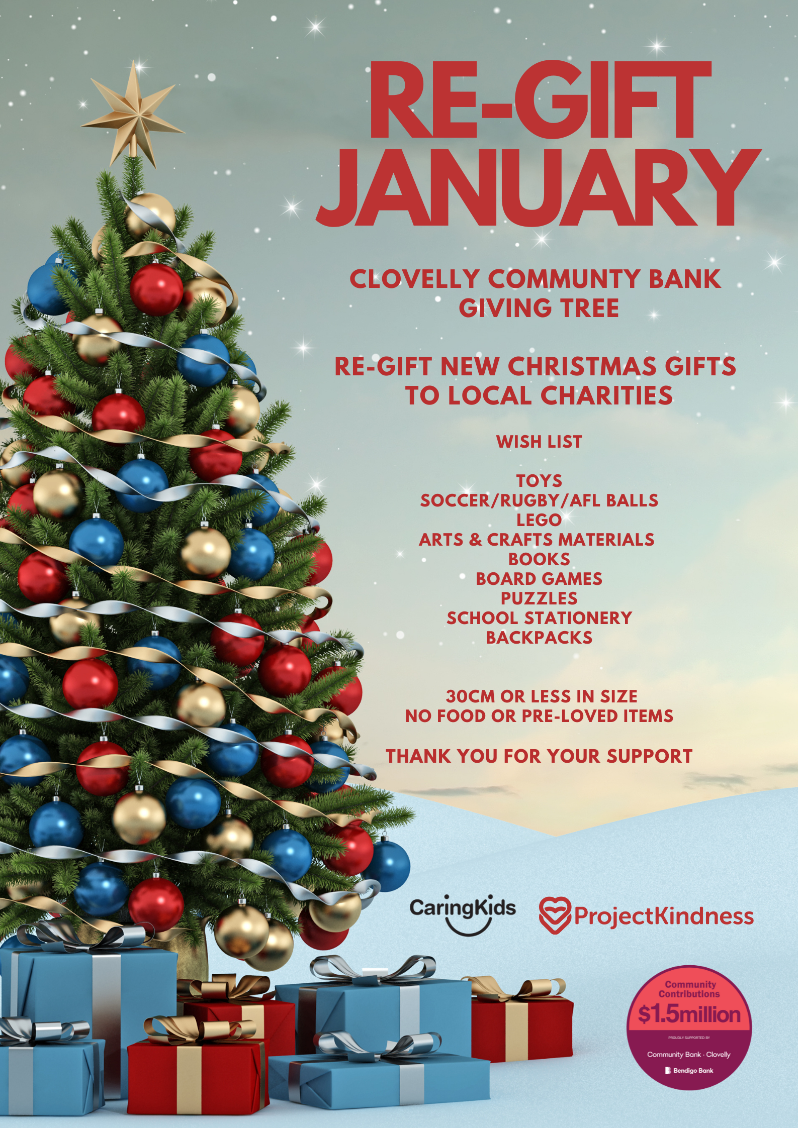 Re-Gift your Christmas toys in January at the Clovelly Community Bank