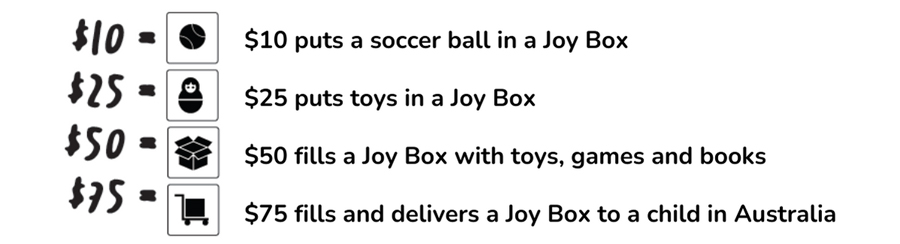 Help us fill our Joy Boxes